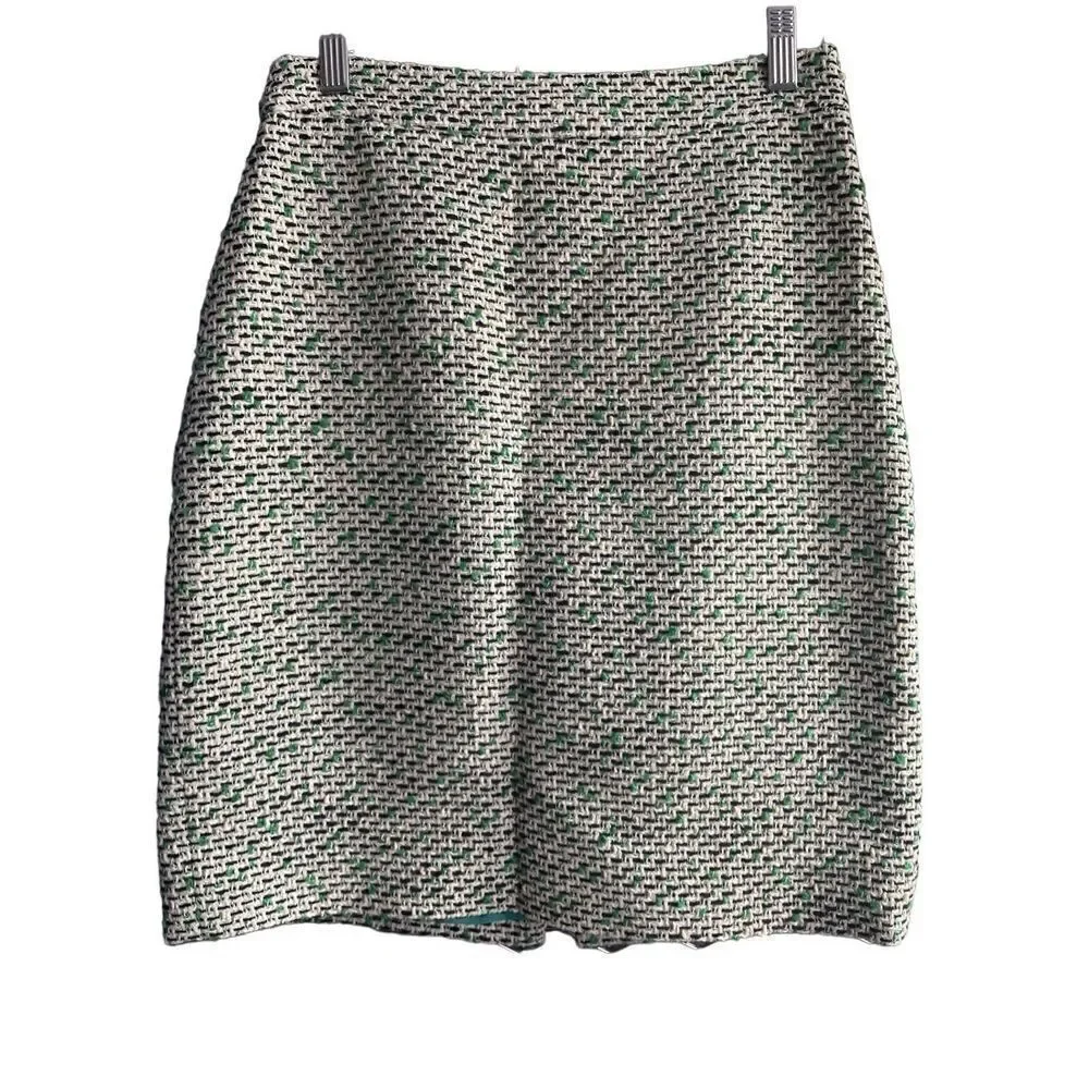 Kate Spade woven textured green pencil skirt size 4